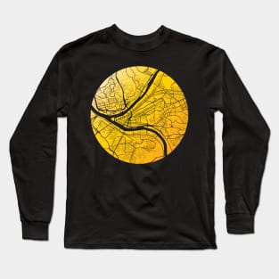 Pittsburgh Map Black and Yellow Long Sleeve T-Shirt